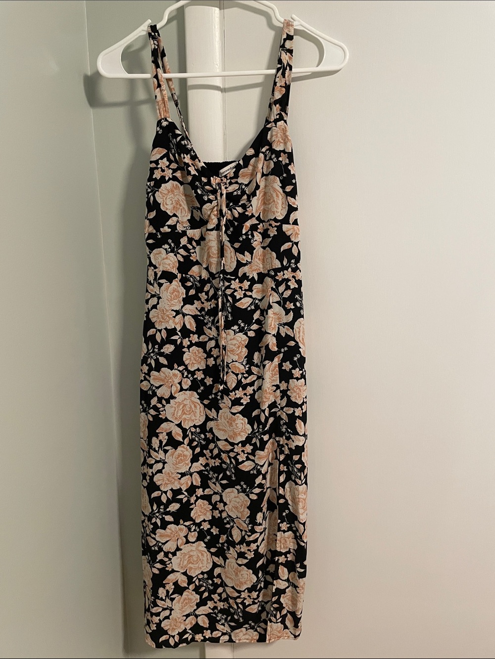 Abercrombie & Fitch Black Midi Dress with Cream Floral Print